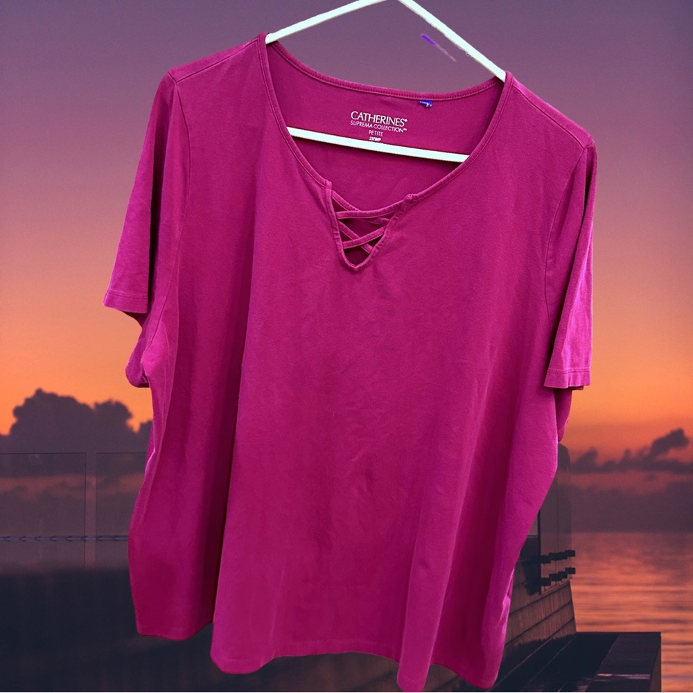 Catherines Women's plus-size Magenta Purple Stretchy T-shirt Top💜💜2X